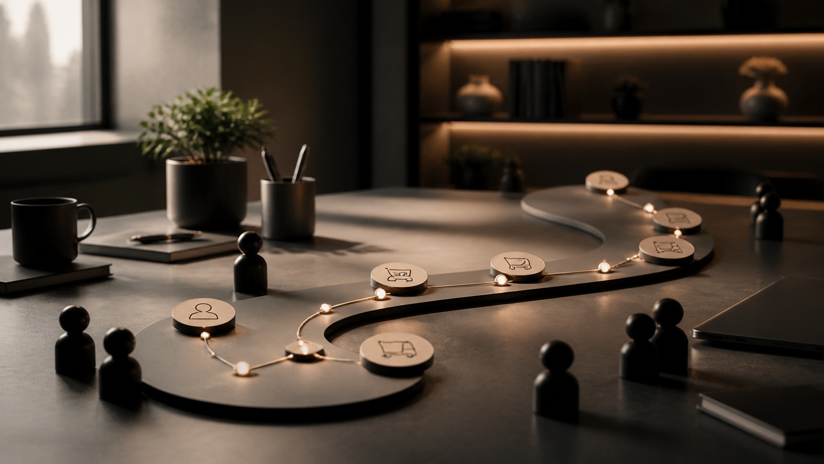 Ultra-premium editorial product scene for The Ultimate Customer Journey Mapping Guide for Retailers