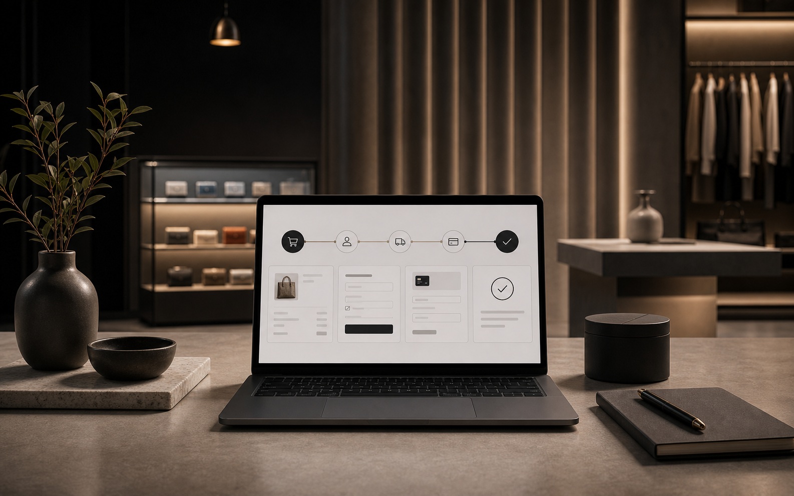Ultra-premium editorial product scene for What Is Checkout Flow? A Complete Guide for eCommerce Stores
