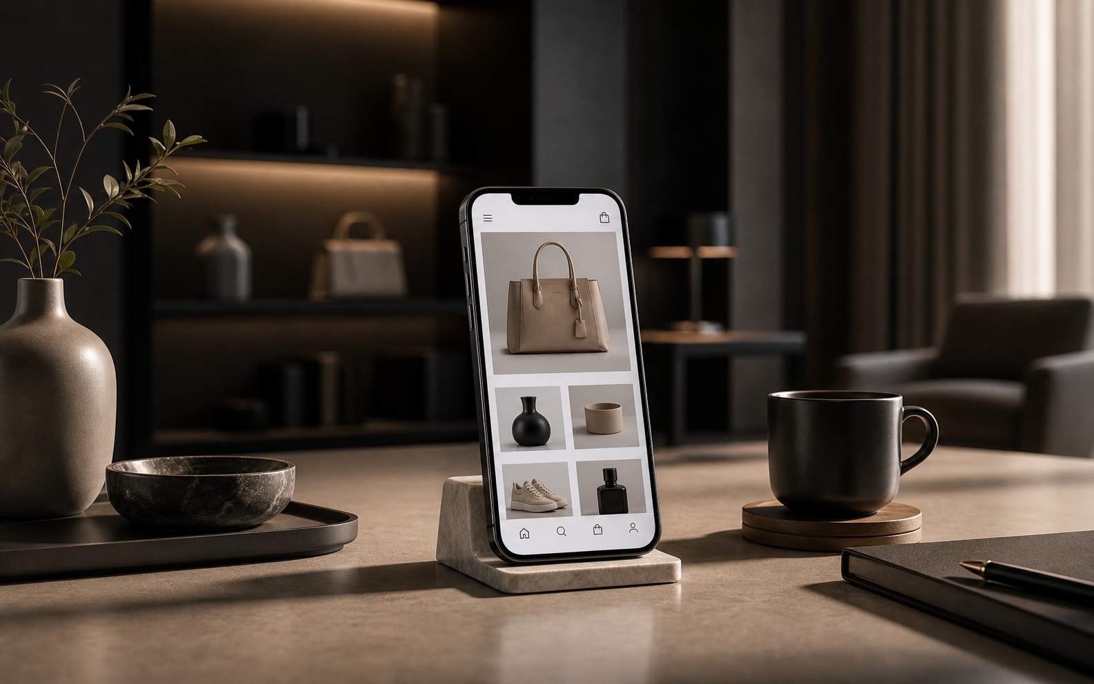 Ultra-premium editorial product scene for What Is Mobile Shopping? A Complete Guide for Online Retailers